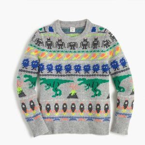 New J. Crew Fun Isle dinosaur space rocket novelty chunky knit Christmas sweater